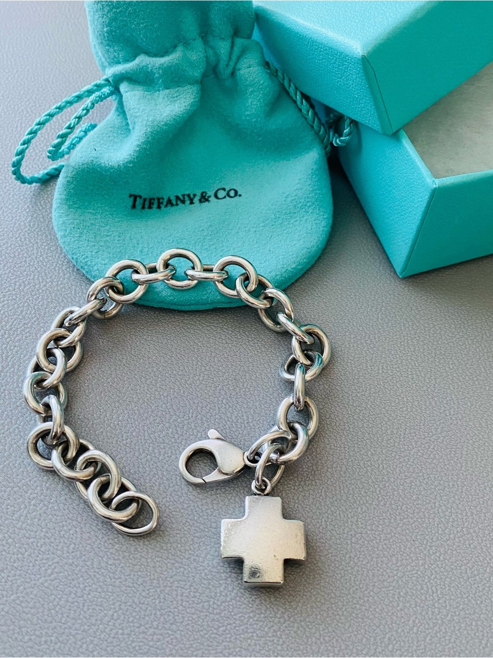 Tiffany & Co. Silver Cross Charm Bracelet